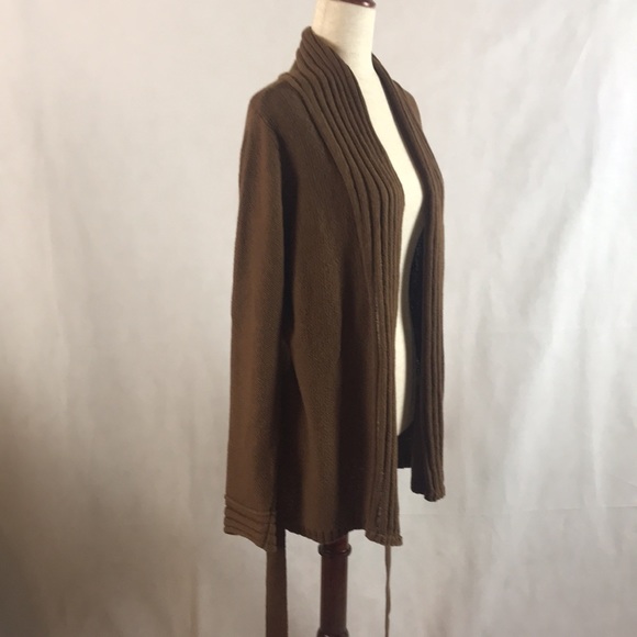 EUC White + Warren Open Front Cardigan with Long Sleeves and Removable Tie Belt - Picture 8 of 9